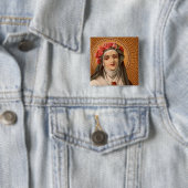 Badge Carré 5 Cm Saint Rose de Lima Button (En situation)