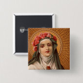 Badge Carré 5 Cm Saint Rose de Lima Button (Devant & derrière)