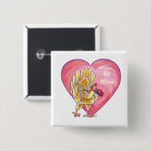Badge Carré 5 Cm Saint-Valentin au poulet (Devant & derrière)