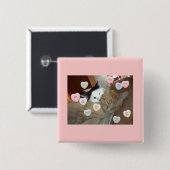 Badge Carré 5 Cm Saint Valentin Chatons (Devant & derrière)