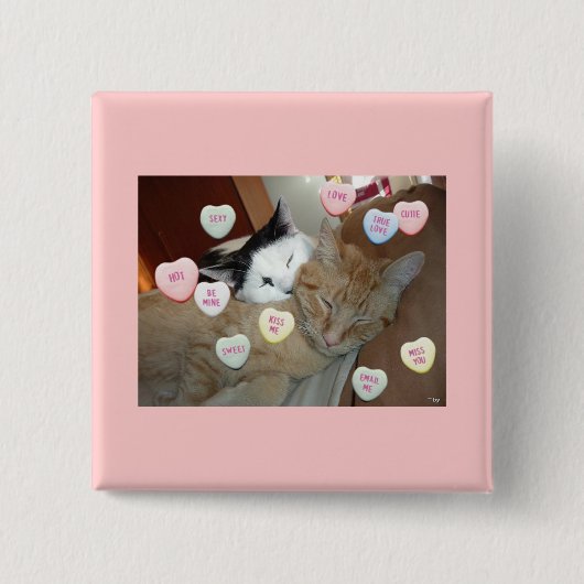 Badge Carré 5 Cm Saint Valentin Chatons (Devant)