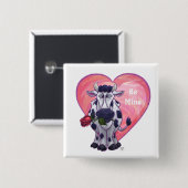 Badge Carré 5 Cm Saint Valentin de la vache (Devant & derrière)