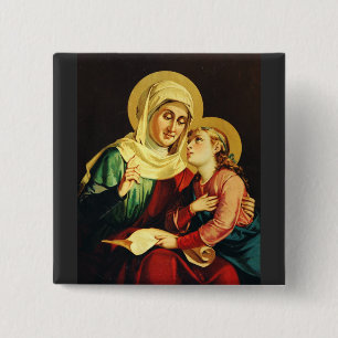 Badge Carré 5 Cm Sainte Anne et Vierge Marie