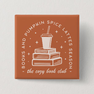 Badge Carré 5 Cm Saison d'épices des livres et des Citrouilles