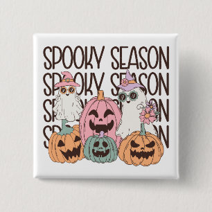 Badge Carré 5 Cm Saison Éffrayante d'Halloween