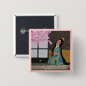 Badge Carré 5 Cm sakura de printemps (Devant & derrière)