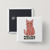 Badge Carré 5 Cm Sakura Fleurs Chat Sentiment de Bloomie (Devant & derrière)