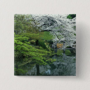 Badge Carré 5 Cm Sakura, jardin Koishikawa Koraku-en, Tokyo,