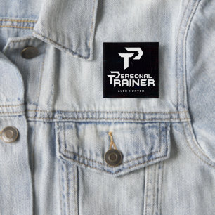 Badge Carré 5 Cm Salle De Fitness De L'Entraîneur Personnel Personn