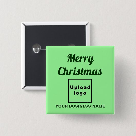 Badge Carré 5 Cm Salutation de Noël d'affaires sur Carré vert clair (Devant & derrière)