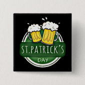 Badge Carré 5 Cm Salutations à St Patrick's Day Beer Mugs (Devant)