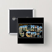 Badge Carré 5 Cm Salutations d'Atlantic City ! (Devant & derrière)