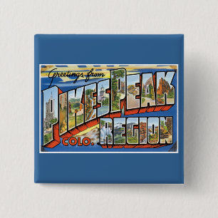 Badge Carré 5 Cm Salutations de la crête de brochets, Co !