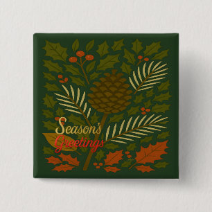Badge Carré 5 Cm Salutations de la saison des vacances d'automne et