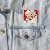 Badge Carré 5 Cm Salutations de Noël Père Noël (En situation)