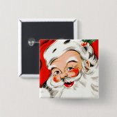 Badge Carré 5 Cm Salutations de Noël Père Noël (Devant & derrière)
