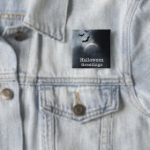 Badge Carré 5 Cm Salutations d'Halloween éffrayante Eclipse (En situation)