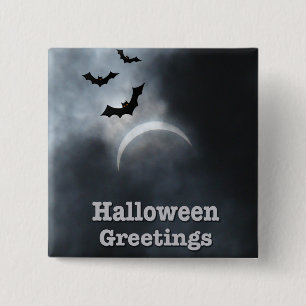 Badge Carré 5 Cm Salutations d'Halloween éffrayante Eclipse