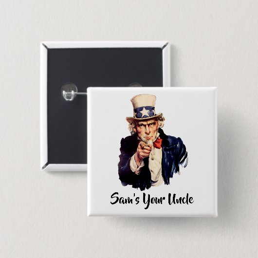 Badge Carré 5 Cm Sam's Your Oncle (Devant & derrière)