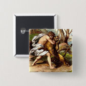 Badge Carré 5 Cm Samson Et Le Lion (Devant & derrière)