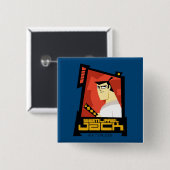 Badge Carré 5 Cm Samurai Jack Souriant Futuristic Frame Graphic (Devant & derrière)