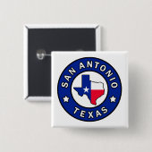 Badge Carré 5 Cm San Antonio Texas (Devant & derrière)
