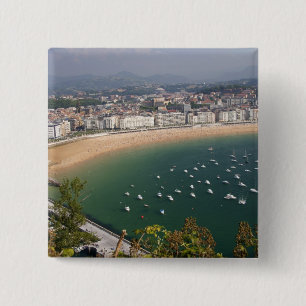 Badge Carré 5 Cm San Sebastian, Espagne. La ville basque de San