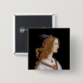 Badge Carré 5 Cm Sandro Botticelli - Portrait de Simonetta Vespucci (Devant & derrière)