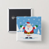 Badge Carré 5 Cm Santa Claus in Snowy Winter Scene (Devant & derrière)