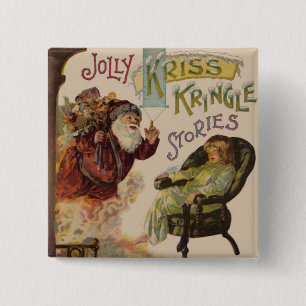 Badge Carré 5 Cm Santa Stories Kris Kringle Vintage Art Print