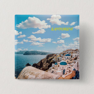 Badge Carré 5 Cm Santorin, Grèce Beach House