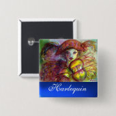 Badge Carré 5 Cm Saphir bleu HARLEQUIN (Devant & derrière)