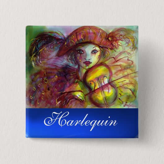 Badge Carré 5 Cm Saphir bleu HARLEQUIN (Devant)