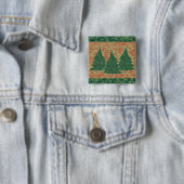 Badge Carré 5 Cm Sapin de Noël vert (En situation)