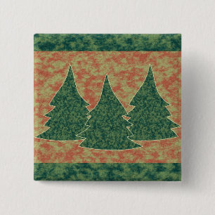 Badge Carré 5 Cm Sapin de Noël vert