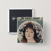 Badge Carré 5 Cm Sarah Bernhardt dans Gismonda (Devant & derrière)