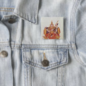 Badge Carré 5 Cm Saratheswathee, déesse indoue de l'étude (En situation)