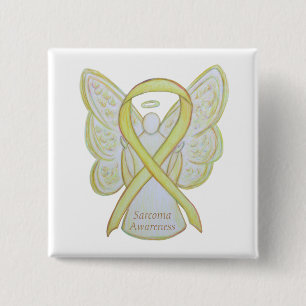Badge Carré 5 Cm Sarcome Yellow Sensibilisation Ruban Angel Pin