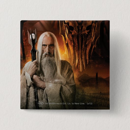 Badge Carré 5 Cm SARUMAN™ et les ennemis (Devant)