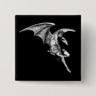 Badge Carré 5 Cm Satan pensant le Pin