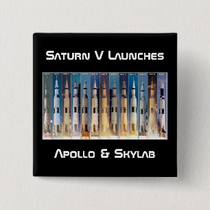 Badge Carré 5 Cm Saturn V Moon Rocket Launches