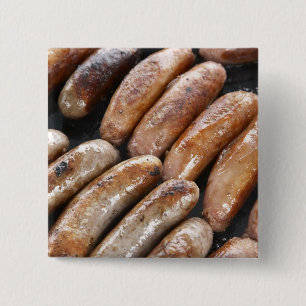 Badge Carré 5 Cm Saucisses au barbecue