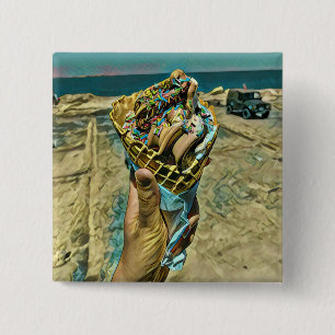 Badge Carré 5 Cm Saupoudrer de crème glacée