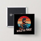 Badge Carré 5 Cm Sauvage et libre (Devant & derrière)