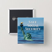 Badge Carré 5 Cm Sauver la sécurité sociale (Devant & derrière)