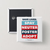 Badge Carré 5 Cm Sauvez le bouton des vies (Devant & derrière)