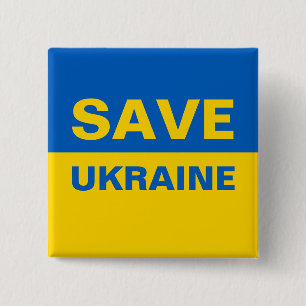 Badge Carré 5 Cm Sauvez le drapeau ukrainien