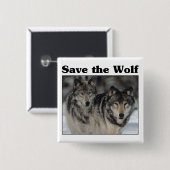 Badge Carré 5 Cm Sauvez le loup (Devant & derrière)