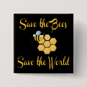 Badge Carré 5 Cm Sauvez les abeilles sauvent le monde
