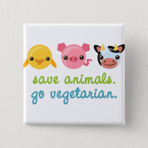 Badge Carré 5 Cm Sauvez les animaux vont végétarien
